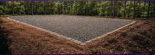 Finished gravel pad and cleared property